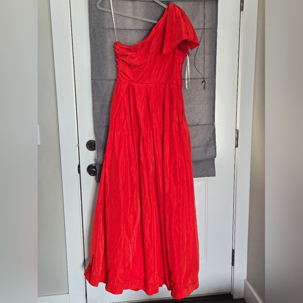 Donna Karan One Shoulder,taffeta bow Detail Gown, Sz 8 - Picture 10 of 12